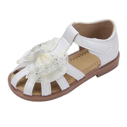 IWIHMIV Flat Sandals for Girls Bow Breathable Dress Sandals Toddler Girls Summer Soft Bottom Non Slip Shoes