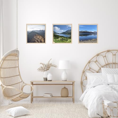 Image of JCJMY 8x8 Picture Frame for Wall Hanging or Tabletop, Wall Mounting Horizontally or Vertically, 8 x 8 Square Wall Gallery Poster Photo Frame with Shatter Resistant Plexiglass, Natural