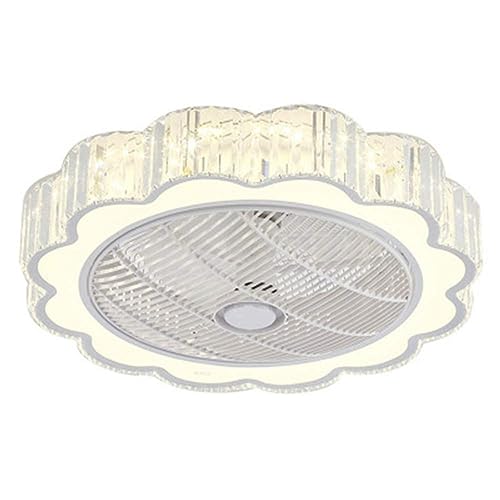 MQDLJSE Ventilador de Techo Moderno de Cristal con luz empotrada, lámpara de araña LED de 24 Pulgadas, Ventilador de Techo silencioso y Oculto, iluminación de 3 Colores, 3 velocidades de v