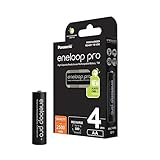 Panasonic eneloop pro AA/Mignon, 4er-Pack, min. 2500 mAh, 500 Ladezyklen Lebensdauer, geringer Selbstentladung, wiederaufladbarer Akkus in plastikfreier Verpackung