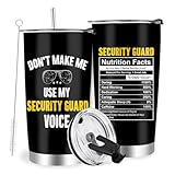 Farecnt Security Guard Gifts, Funny Security Guard Tumbler with Lid Straw 20oz, Appreciation Thank You Gifts for Security Guard, Black