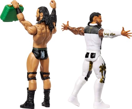 Mattel WWE Main Event Showdown Action Figures 2-Pack with Accessory, Series #23 Jey USO vs Drew McIntyre Collectible Set, 6-inch