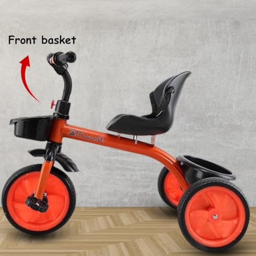 Image of Maanit Kids Tricycle with Rear & Front Basket | Comfortable Cushioned Seat with Safety Belt | Baby Trike for Boys & Girls Ages 2 to 4 Years | Sturdy & Safe Tricycle