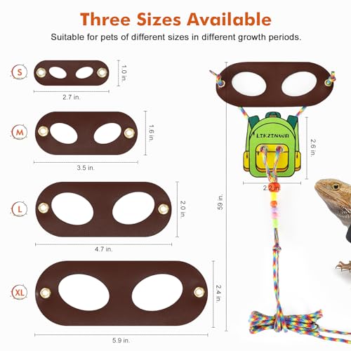 Image of LIKZINWA Bearded Dragon Lizard Leash Harness,4 Size Pack Adjustable Small Animal Harness for Reptile and Small pet (Schoolbag)