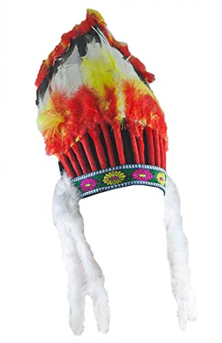 Forum Native American Headdress, Red/White, One Size