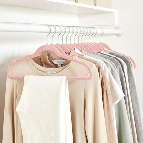 Image of Ginoya brothers Velvet Hangers,Non Slip Notched with Rose Gold Hook Coat /Suit Hangers,Space Saving 360 Degree Swivel Hook Clothes Hangers Wardrobe Hanger. (Peach, 50)