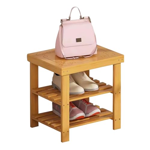 Zapatero de Madera – Banco de almacenaje de 3 Niveles Estilo rústico para recibidor, salón, baño y Entrada. Mueble Multifuncional con diseño Que Ahorra Espacio.