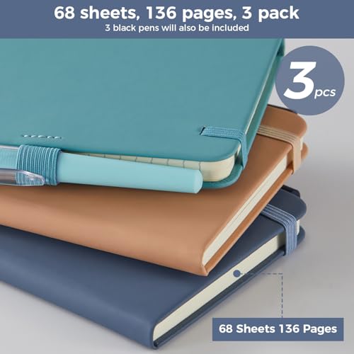 Image of (3 Pack) Small Pocket Journaling Notebooks for Women /Men, 3.7 inch x 5.7 inch A6 Mini Diary Journal with Pen, 400 Pages 100GSM Paper, Cute Notebook Journal for Writing, Travel, Business, Work & School