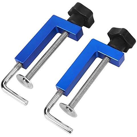 Uadme Fence Clamps - 2Pcs Fence Clamps Blue Universal Multi-Functional Woodworking Fixing Tools 100mm Cover