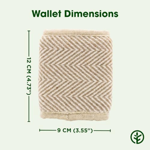 Image of Forest Thread Herringbone Natural Hemp Fabric Bifold Wallet (Beige)