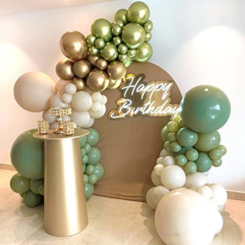 Image of PartyWoo Metallic Olive Green Balloons, 50 pcs 5 Inch Olive Green Metallic Balloons, Green Balloons for Balloon Garland or Balloon Arch as Birthday Party Decorations, Wedding Decorations, Green-G109