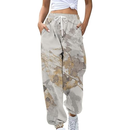 Camo Sweatpants Women Baggy Sweatpant Cargo Drawstring Jeans for Women Casual Elastic Waist Wide Leg Pants with Pocket