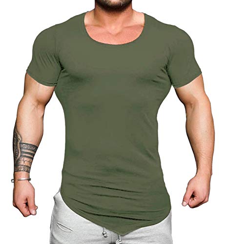 COOFANDY Men s Workout Tee Short Sleeve Gym Training Bodybuilding Muscle Fitness T Shirt,Olive Green,XX-Large