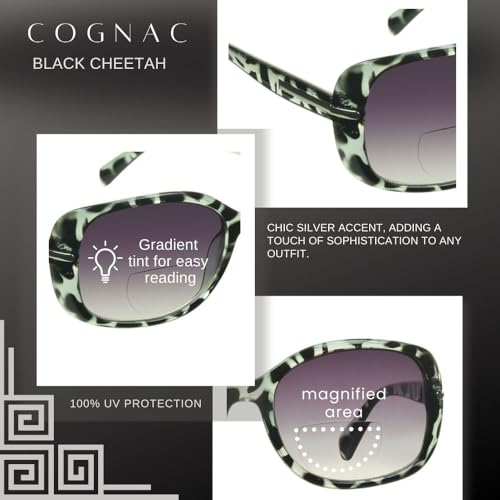 Image of proSPORT Womens Bifocal Reading Sunglasses Rectangular Fit Oversize Gradient Lens +100 to +250 Higher Cheetah Marble Colors