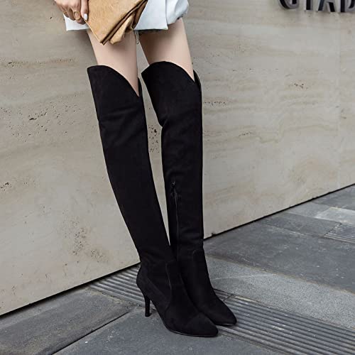 Botas por encima de la rodilla elásticas con tacón alto de 8cm para mujer 3