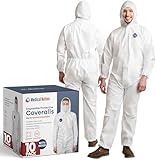Medical Nation Hazmat Suits Disposable | 10 Pack | With Hood, Heavy Duty, Breathable Disposable Coverall...