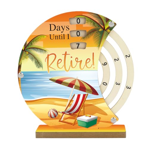 Retirement Countdown Calendar Manual Rotating Wooden Decor Retirement Countdown Gifts for Women Men Boss Leader Manager Friends Office Home Retire Decor 7 × 6.7 inch