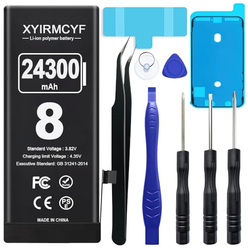 XYIRMCYF 24300mAh Super Capacity Battery Compatible with iPhone 8/8G New 0 Cycle-Li-Polymer Replacement Battery for iPhone 8/8G with Professional Repair Tool Kit