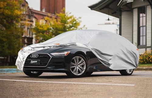 Image of Kayme 6 Layers Car Cover Custom Fit for Audi A7 S7 RS7 (2010-2025) Waterproof All Weather for Automobiles, Outdoor Full Cover Rain Sun UV Protection.Silver