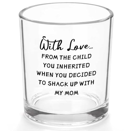 Gift for Stepdad, With Love From The Child You Inherited Whiskey Glass, Father's Day Birthday Christmas Gift for Stepdad from Stepdaughter Stepson, 10 Oz