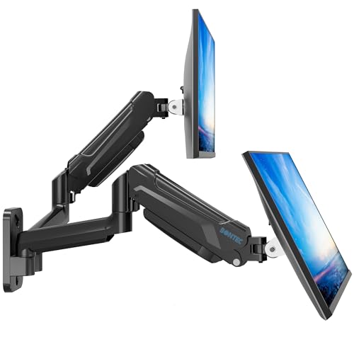 BONTEC Monitor Wall Mount Bracket for 13-32 Screens, Gas Spring Adjustable Monitor Arm, Height Adjustable, Tilt, Swivel & Rotate, VESA 75x75, 100x100mm, Holds up to 9KG, Heavy Duty, Ergonomic Design