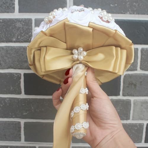 Image of Double Face Champagne Gold Satin Ribbon 1-1 /2 inch X 50 Yards Polyester Champagne Gold Ribbon for Gift Wrapping Very Suitable for Weddings Party Hair Bow Invitation Decorations and More