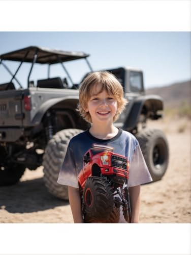 Image of Boys 4th of July Shirt American Flag Tshirt for Kids USA Flag Outfits Toddler Patriotic Tee Monster Truck Top T-Shirt 3-10T