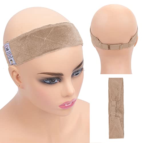 GEX - Correa de agarre para peluca con cierre elástico ajustable, terciopelo flexible, antideslizante, mango para peluca (beige)