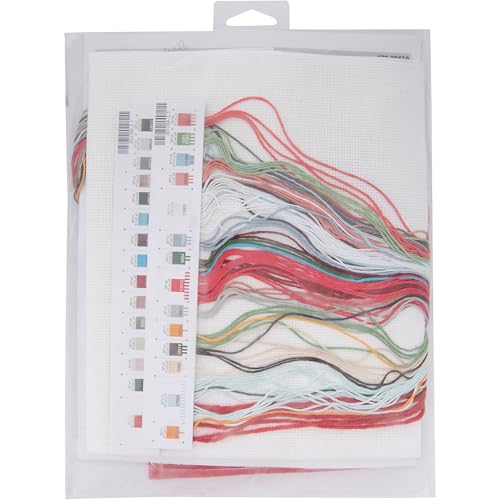 Image of Dimensions 70-09619 Holiday Farm Stocking Counted Cross Stitch Kit, 16 inch Long, 14 Count White Aida