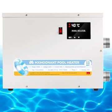 Mxmoonant Riscaldatore per Piscina 11KW 220V, termostato per Acqua Vasca idromassaggio 25~50℃, con Touch Screen per Piscine Fuori Terra e interrate, Spa, vasche da Bagno