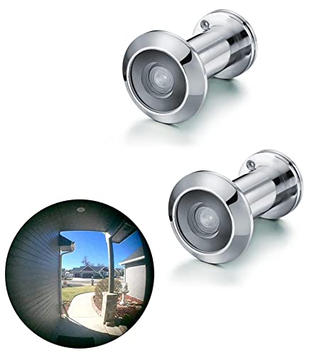 Image of TOGU TG2814YG-PH Solid Brass UL Listed HD Glass Lens 220-degree Door Viewer Peephole with Heavy Duty Privacy Cover for 1-3 /8 inch to 2-1 /6 inch Doors, Polished Chrome Finish,2 Sets