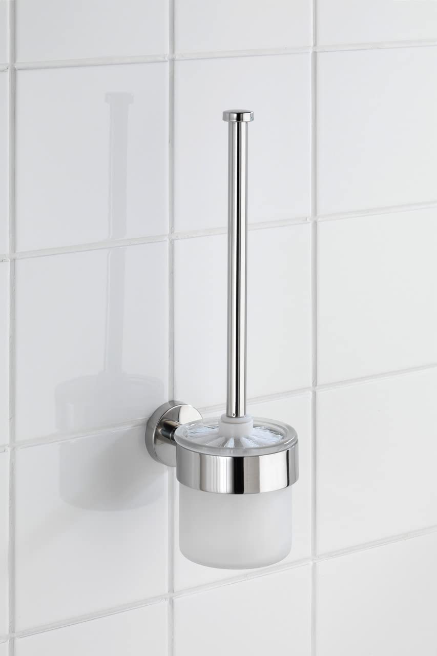 Wenko Bosio Shine Escobillero Mural, Acero Inoxidable, Plata Brillante, 14x10x35 cm