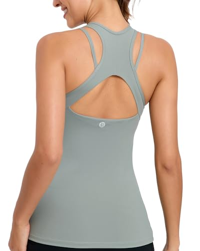 Image of RUNNING GIRL Tank Tops with Built in Bras,Workout Racerback Tank Tops for Women Athletic Yoga Top