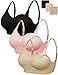 FeelinGirl Damen Still BHS Schwangerschaft BHS nachts Ohne Bügel Schlaf Still Bustier Seamless Maternity Nursing Bra Nachts Rosa Nude Schwarz/3pcs XL