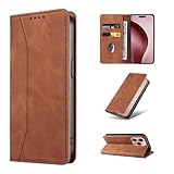HAONANDE Coque pour Vivo V17 tui  Rabat Clapet en Cuir Flip Folio Portefeuille Pochette Case avec Magntique Fentes de Cartes Bquille, Housse Protection Antichoc Marron