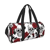 Rose And Skull Sports Gym Duffel Bag for Men and Women with Wet Pocket Shoe Compartment Weekender...