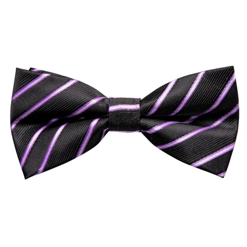 Image of Dubulle Mens Paisley Striped Bowtie Set Pre-tied Bowtie for Men and Pocket Square Set Wedding Business
