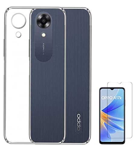 Image of Soft Silicone TPU Flexible Back Cover Compatible with Oppo A17k and Screen Guard