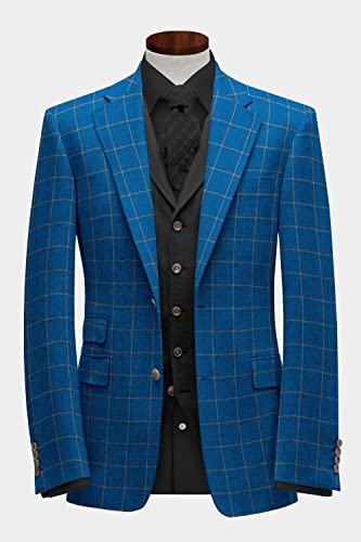 Men's Plaid Checked Blazer 2 Button Long Sleeve Regular Daily Fit Suit Jacket Business Lightweight Casual Sport Coat4