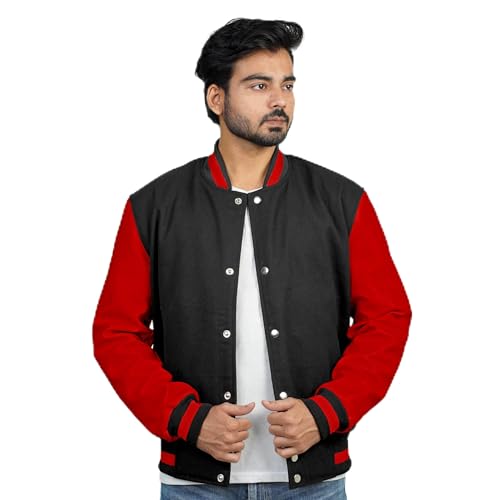 Image of Men's Fashion Varsity Jacket Causal Slim Fit Wool Letterman Baseball Bomber Jackets