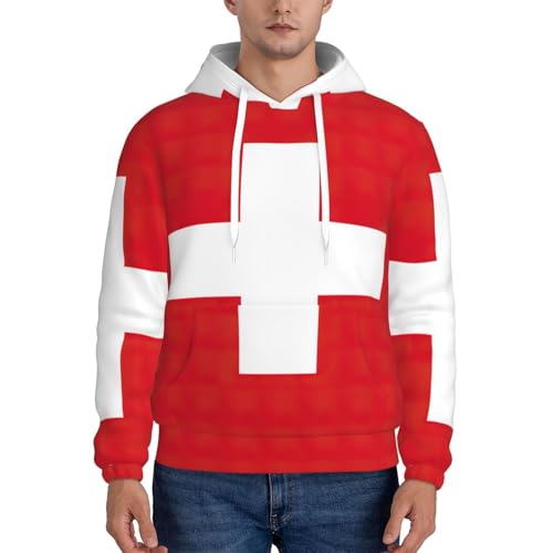Sweat à capuche homme imprimé suisse EdWal pull sport décontracté polyester