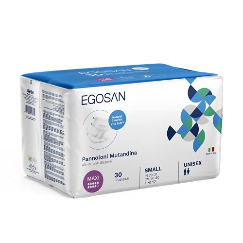 Egosan Maxi Incontinence Disposable Adult Diaper Brief Maximum Absorbency and Adjustable Tabs for Men and Women (Small, 30-Count)