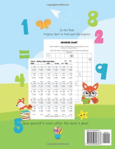 Math drills Addition and Subtraction double and triple digits: 100 days of Reproducible Practice Problems , Timed Tests speed drills, Add and Subtract ... - 999 for K - 2 ages 6 - 8 (Mastering Math) - Image 2