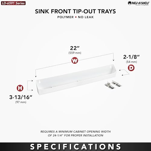 Image of Rev-A-Shelf 22 inch Tip-Out Plastic Sink Tray for Kitchen and Bathroom Base Cabinets, Large Pullout Vanity Shelf Home Organizer, White, LD-6591-22-11-1