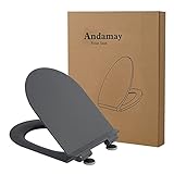  Andamay Aliano Coperchio Water - Tavoletta Water (D Forma, Slim, Bianco), Tavoletta WC Abbassamento Automatico, Sedile WC ammortizzato Rimovibile Antibatterico in Duroplast, Copri Water (Grey)