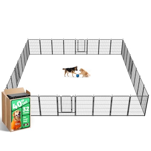 Image of FXW Rollick Unleashed Dog Playpen for Indoor, Yard, RV Camping, 40 inch 32 Panels for Medium and Large Dogs, Black│Patented