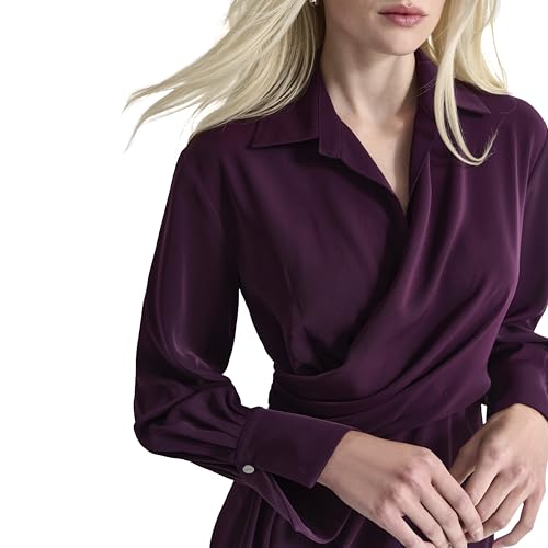 Robe portefeuille DKNY mini fluide col V cache-cœur manches longues