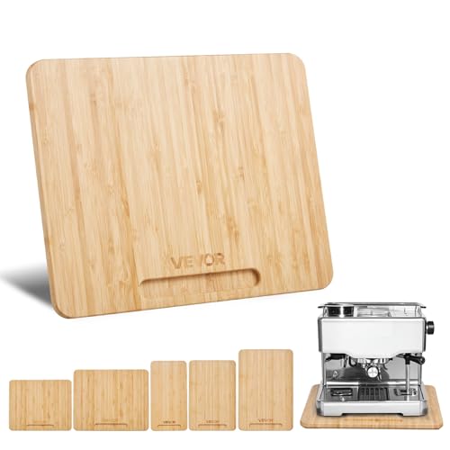 Image of VEVOR Appliance Slider, Medium 10.5 x 13-inch, Rolling Sliding Tray with Rubber Wheels & Hollow Handle, Easy to Clean, Appliance Rolling Tray for Coffee Maker, Kitchen Countertop, Natural Wood