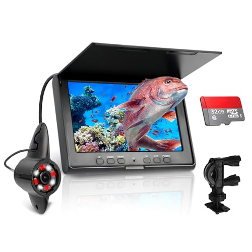 KAOLALI Cámara de Pesca Submarina, Fish Finder con Pantalla Grande de 7', Batería de 5600 mAh, Tarjeta de Memoria de 32 GB, 20M Sonda de Pesca, para Pesca en el Mar, Pesca en Hielo, Pesca en Barco