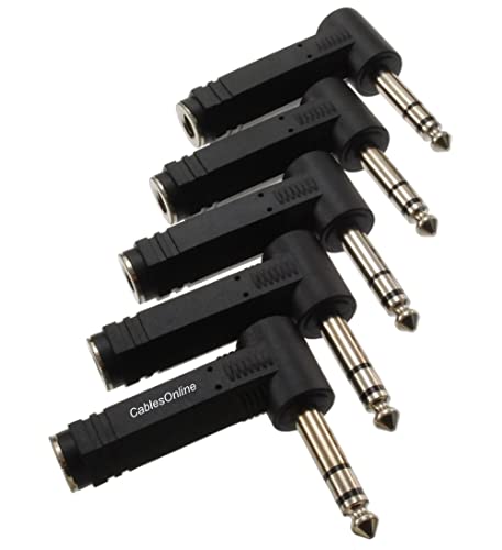 Pack 5 adaptadores audio estéreo 1/4" TRS macho a hembra miniatura 1